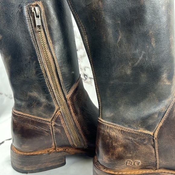 BED|STU Manchester Leather Riding Boots Two Tone Lace Back Equestrian Knee High - Picture 5 of 14